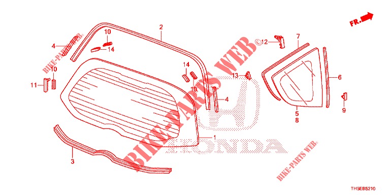 VIDRO TRASEIRO/VIDRO QUARTO  para Honda JAZZ 1.4 LUXURY 5 portas 5 velocidades manuais 2014