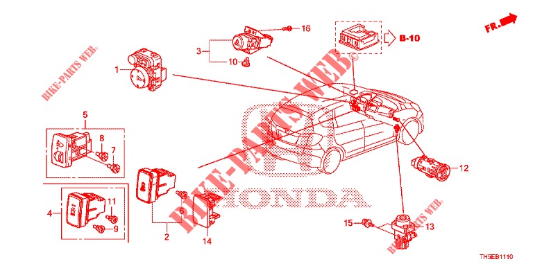 INTERRUPTOR (LH) para Honda JAZZ 1.4 ESH 5 portas totalmente automática CVT 2014