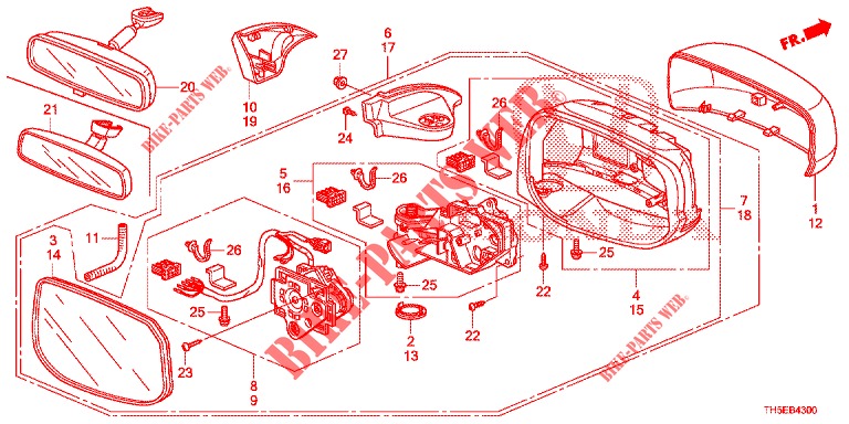 RETROVISOR/PALA SOL (COMMANDE A DISTANCE) para Honda JAZZ 1.2 ELEGANCE LS 5 portas 5 velocidades manuais 2014