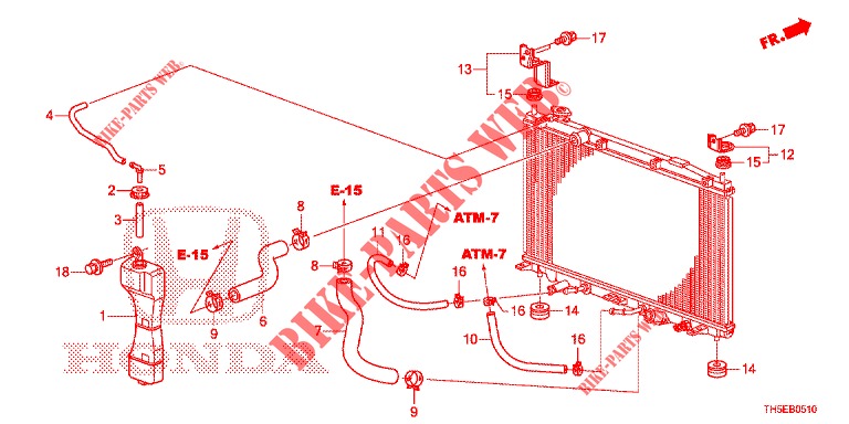TUBO FLEXIVEL RADIADOR/DEPOSITO RESERVA  para Honda JAZZ 1.4 SPH 5 portas 5 velocidades manuais 2014
