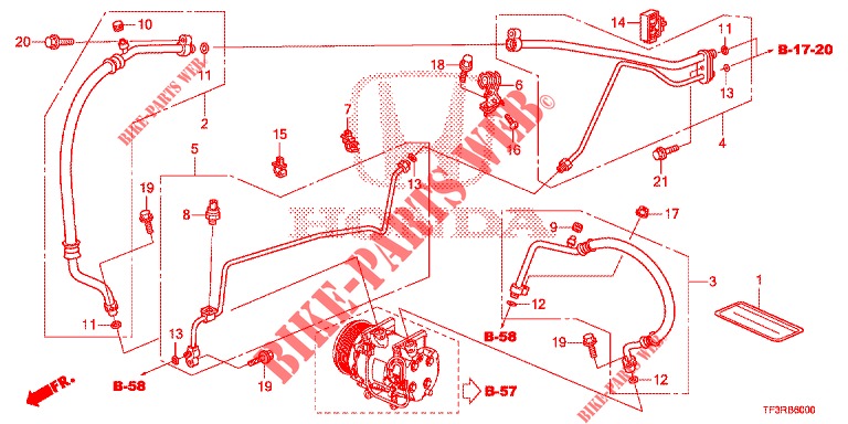 AR CONDICIONADO (FLEXIBLES/TUYAUX) (LH) para Honda JAZZ 1.4 LUXURY 5 portas totalmente automática CVT 2015