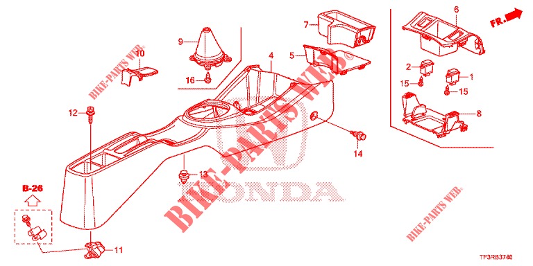 CONSOLA CENTRAL  para Honda JAZZ 1.4 ESL 5 portas 5 velocidades manuais 2015
