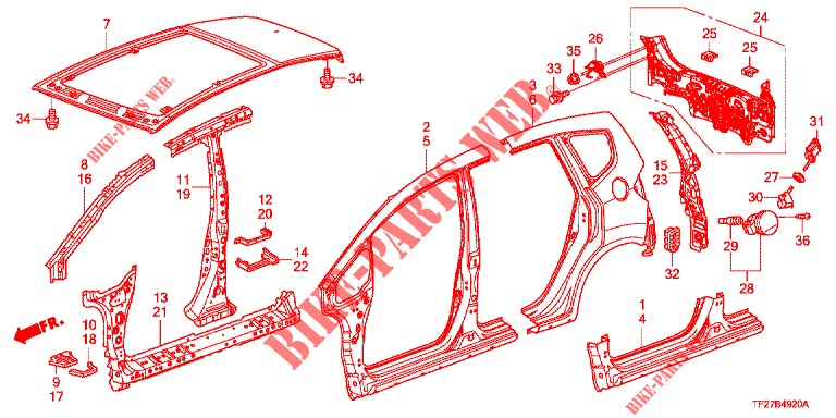 PAINEIS EXTERIOR/PAINEL TRASEIRO  para Honda JAZZ HYBRID LUXURY HH 5 portas totalmente automática CVT 2012