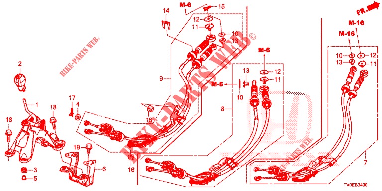 ALAVANCA SELECTORA(HMT)  para Honda CIVIC 1.4 ELEGANCE 5 portas 6 velocidades manuais 2014