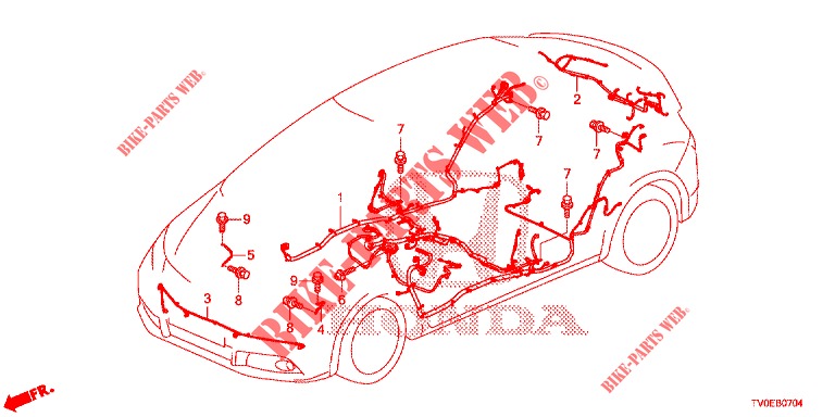 CABLAGEM (3) (LH) para Honda CIVIC DIESEL 1.6 EXECUTIVE 5 portas 6 velocidades manuais 2014