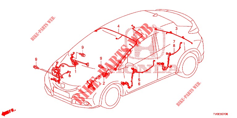 CABLAGEM (4) (LH) para Honda CIVIC DIESEL 1.6 EXECUTIVE 5 portas 6 velocidades manuais 2014