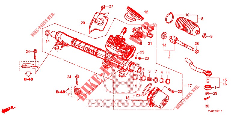 CAIXA DIRECCAO ASSISTIDA (EPS) (LH) para Honda CIVIC DIESEL 1.6 EXECUTIVE 5 portas 6 velocidades manuais 2014