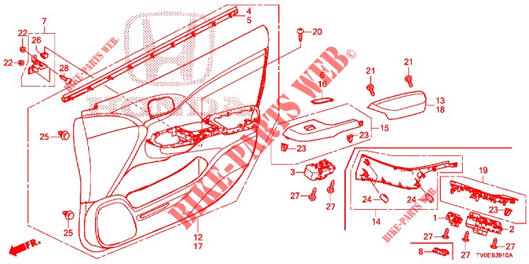 FORRO PORTA FRENTE (LH) para Honda CIVIC DIESEL 1.6 EXECUTIVE 5 portas 6 velocidades manuais 2014