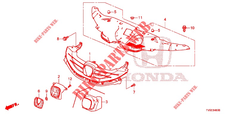 GRELHA FRENTE/MOLDURA  para Honda CIVIC DIESEL 1.6 EXECUTIVE 5 portas 6 velocidades manuais 2014