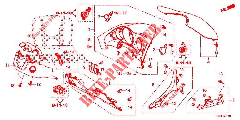 GUARNICAO INSTRUMENTOS (COTE DE CONDUCTEUR) (LH) para Honda CIVIC DIESEL 1.6 EXECUTIVE 5 portas 6 velocidades manuais 2014