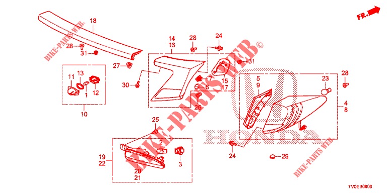 LUZ TRASEIRA/LUZ MATRICULA (PGM FI)  para Honda CIVIC DIESEL 1.6 EXECUTIVE 5 portas 6 velocidades manuais 2014