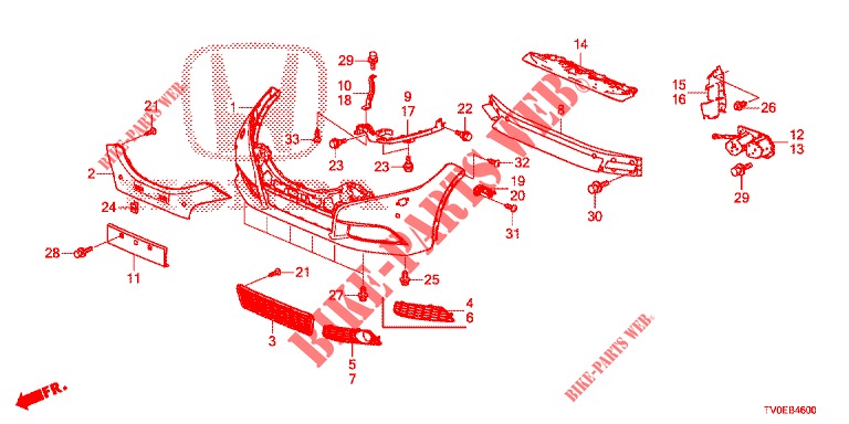 PARA CHOQUES FRENTE  para Honda CIVIC DIESEL 1.6 EXECUTIVE 5 portas 6 velocidades manuais 2014