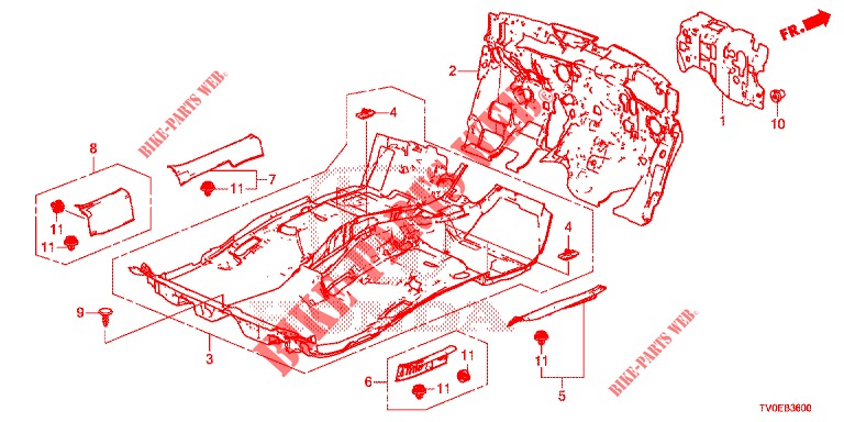 TAPETE PISO/ISOLADOR  para Honda CIVIC DIESEL 1.6 EXECUTIVE 5 portas 6 velocidades manuais 2014