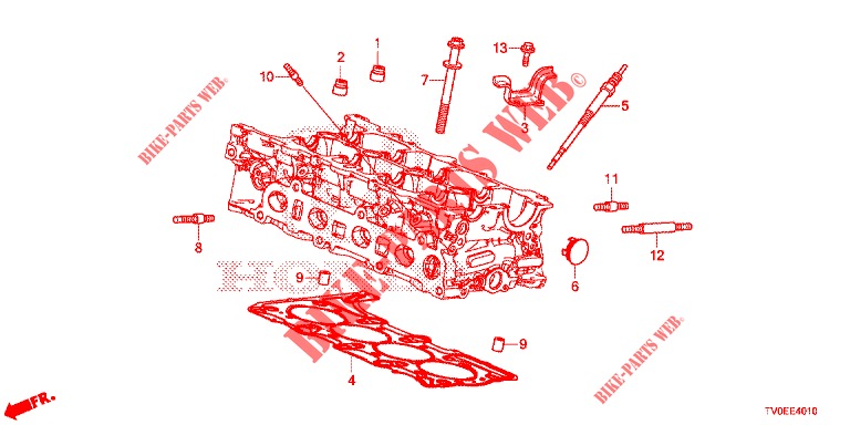 VEDACAO DA HASTE DE VALVULA/VELA INCANDESCENTE (DIESEL) para Honda CIVIC DIESEL 1.6 EXECUTIVE 5 portas 6 velocidades manuais 2014