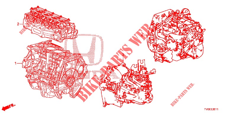 CONJ. MOTOR/CONJ. CAIXA VELOCIDADES (1.8L) para Honda CIVIC 1.8 COMFORT 5 portas automática de 5 velocidades 2014