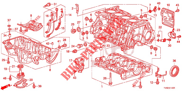 BLOCO CILINDROS/CARTER OLEO (1.8L) para Honda CIVIC 1.8 EXECUTIVE 5 portas automática de 5 velocidades 2014