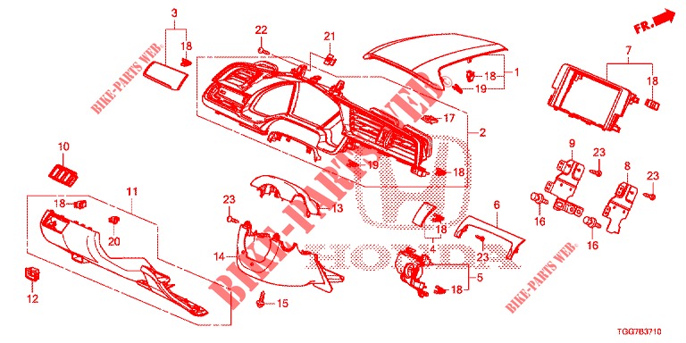 GUARNICAO INSTRUMENTOS (COTE DE CONDUCTEUR) (LH) para Honda CIVIC 1.5 PRESTIGE 5 portas 6 velocidades manuais 2018