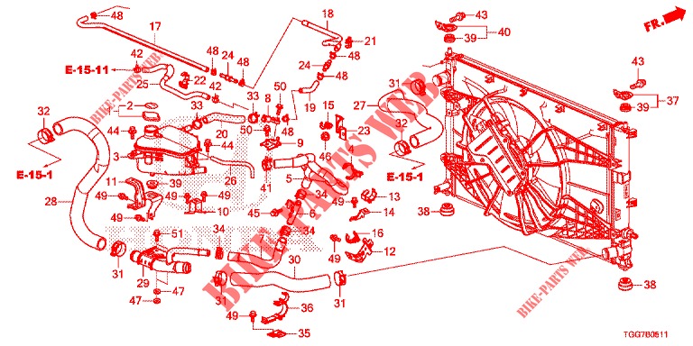     FLEXIBLE DE RADIATEUR/RESERVOIR EXPANSION (1.5L) para Honda CIVIC 1.5 SPORT NAVI 5 portas 6 velocidades manuais 2018