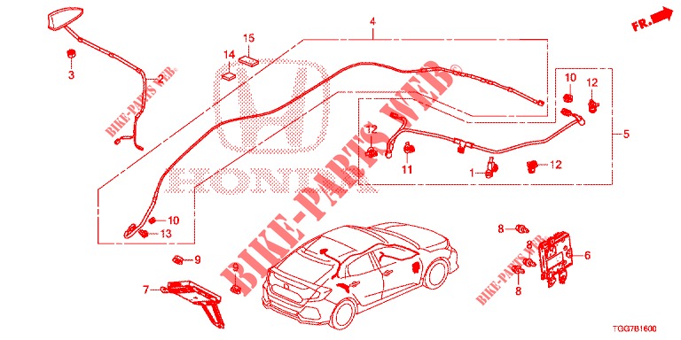 ANTENA/ALTIFALANTE (LH) para Honda CIVIC 1.5 SPORT NAVI 5 portas 6 velocidades manuais 2018