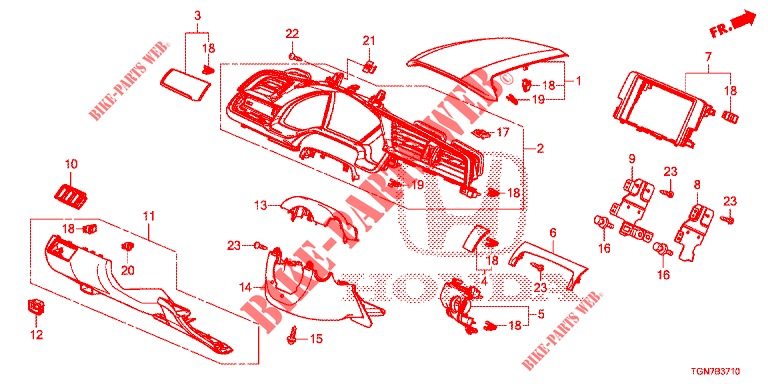 GUARNICAO INSTRUMENTOS (COTE DE CONDUCTEUR) (LH) para Honda CIVIC DIESEL 1.6 ENTRY 5 portas automática de 9 velocidades 2018