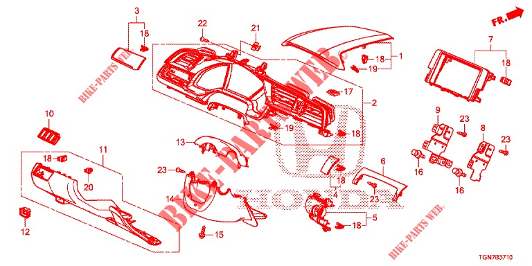 GUARNICAO INSTRUMENTOS (COTE DE CONDUCTEUR) (LH) para Honda CIVIC DIESEL 1.6 MID 5 portas 6 velocidades manuais 2018