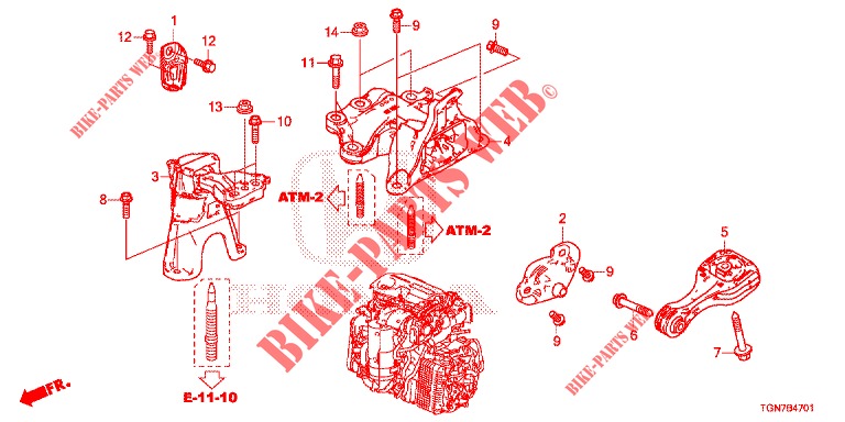 APOIOS MOTOR (AT) para Honda CIVIC DIESEL 1.6 MID 5 portas automática de 9 velocidades 2018