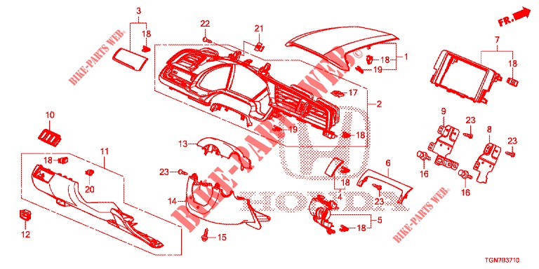 GUARNICAO INSTRUMENTOS (COTE DE CONDUCTEUR) (LH) para Honda CIVIC DIESEL 1.6 S 5 portas automática de 9 velocidades 2018