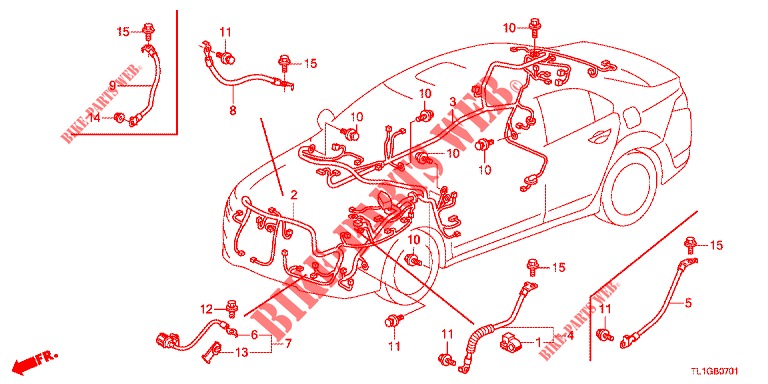 CABLAGEM (1) (RH) para Honda ACCORD 2.0 EX 4 portas automática de 5 velocidades 2013