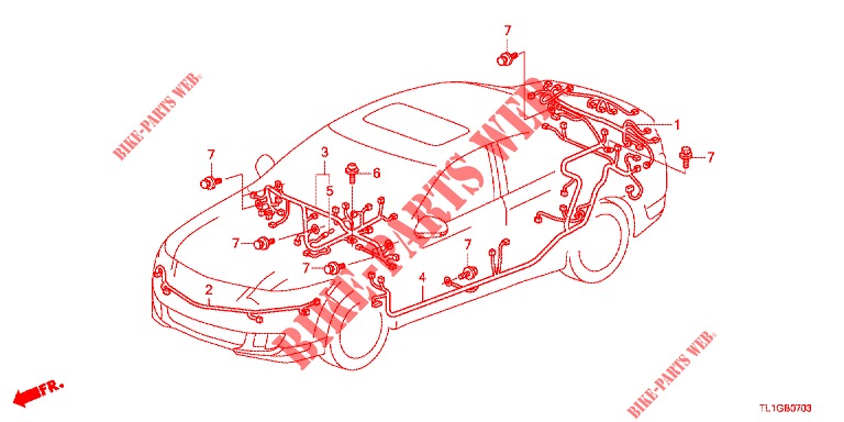 CABLAGEM (2) (RH) para Honda ACCORD 2.0 EX 4 portas automática de 5 velocidades 2013