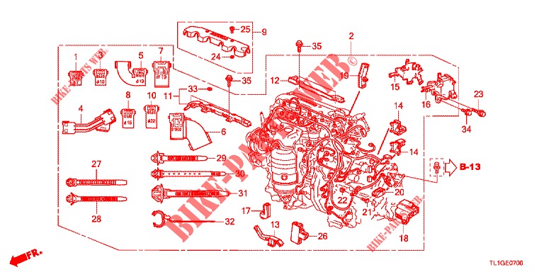 CABLAGEM MOTOR (2.0L) para Honda ACCORD 2.0 EX 4 portas automática de 5 velocidades 2013