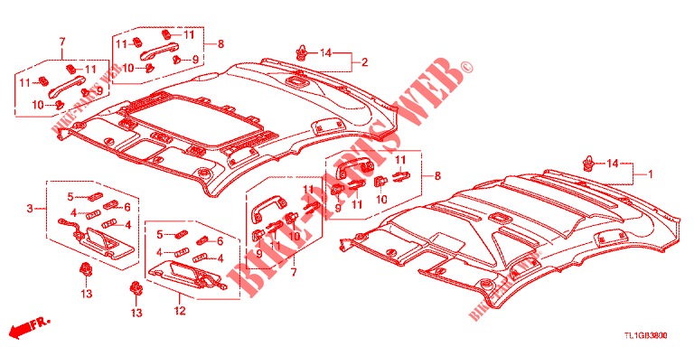 FORRO TECTO  para Honda ACCORD 2.0 EX 4 portas automática de 5 velocidades 2013