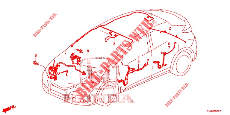 CABLAGEM (4) (RH) para Honda CIVIC 1.4 ES 5 portas 6 velocidades manuais 2012