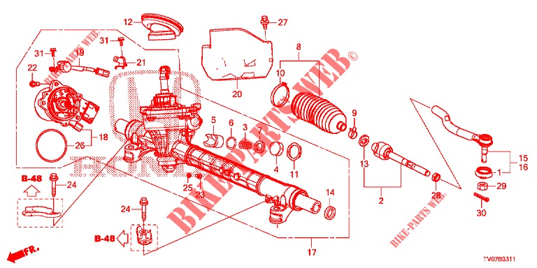 CAIXA DIRECCAO ASSISTIDA (EPS) (RH) para Honda CIVIC 1.4 SE 5 portas 6 velocidades manuais 2012