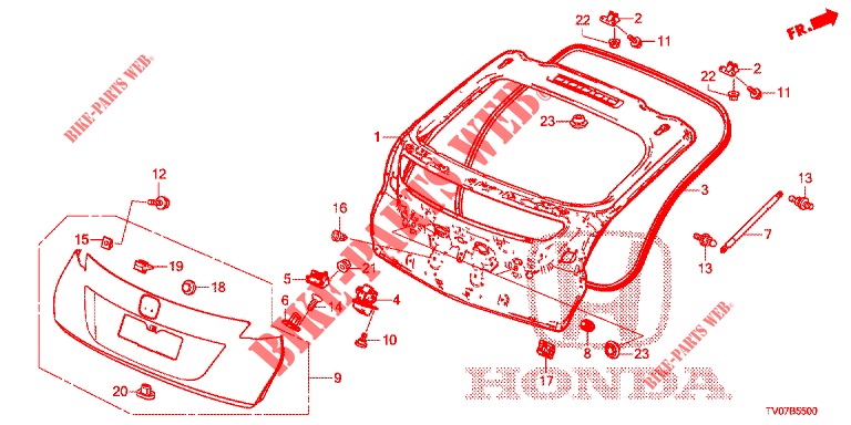 PAINEL PORTA TRASEIRA(2 PORTAS)  para Honda CIVIC 1.4 SE 5 portas 6 velocidades manuais 2012