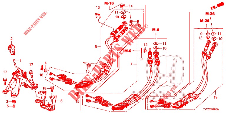ALAVANCA SELECTORA(HMT)  para Honda CIVIC DIESEL 1.6 S 5 portas 6 velocidades manuais 2013