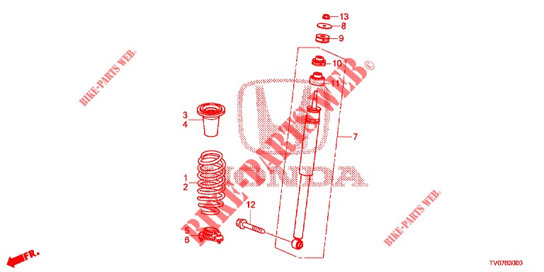 AMORTECEDOR TRASEIRO  para Honda CIVIC DIESEL 1.6 S 5 portas 6 velocidades manuais 2013