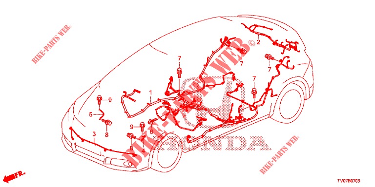 CABLAGEM (3) (RH) para Honda CIVIC DIESEL 1.6 S 5 portas 6 velocidades manuais 2013