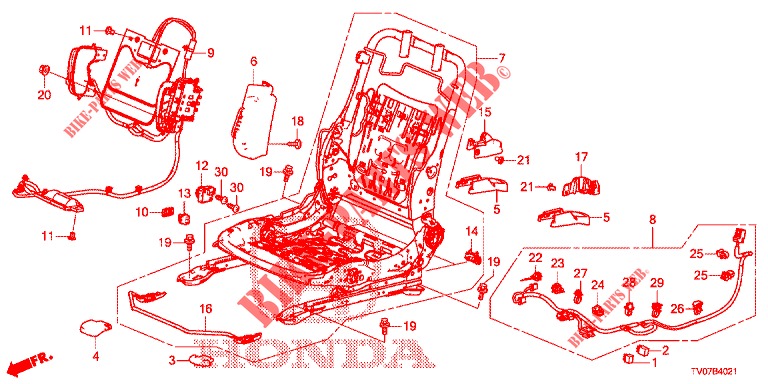 COMP. BANCO FR. (D.) (HAUTEUR MANUELLE) para Honda CIVIC DIESEL 1.6 S 5 portas 6 velocidades manuais 2013