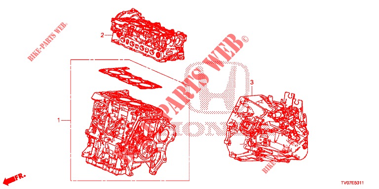 CONJ. MOTOR/CONJ. CAIXA VELOCIDADES (DIESEL) (1.6L) para Honda CIVIC DIESEL 1.6 S 5 portas 6 velocidades manuais 2013