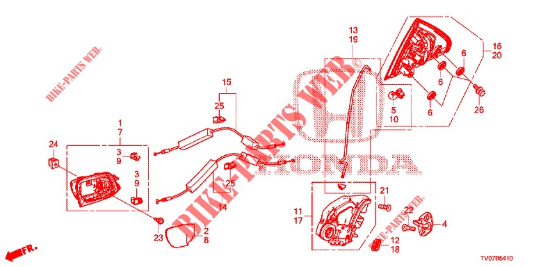 FECHOS PORTAS TRASEIRAS/MANIVELA EXTERNA  para Honda CIVIC DIESEL 1.6 S 5 portas 6 velocidades manuais 2013