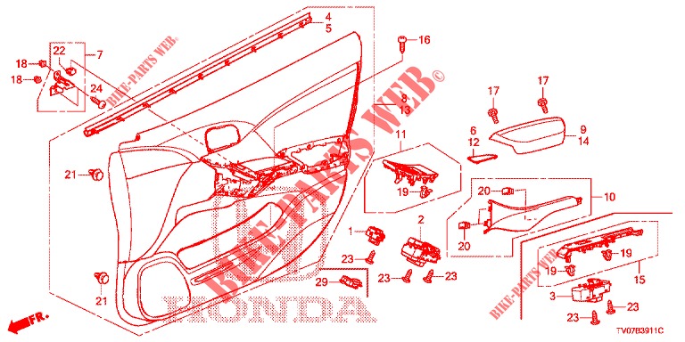 FORRO PORTA FRENTE (RH) para Honda CIVIC DIESEL 1.6 S 5 portas 6 velocidades manuais 2013