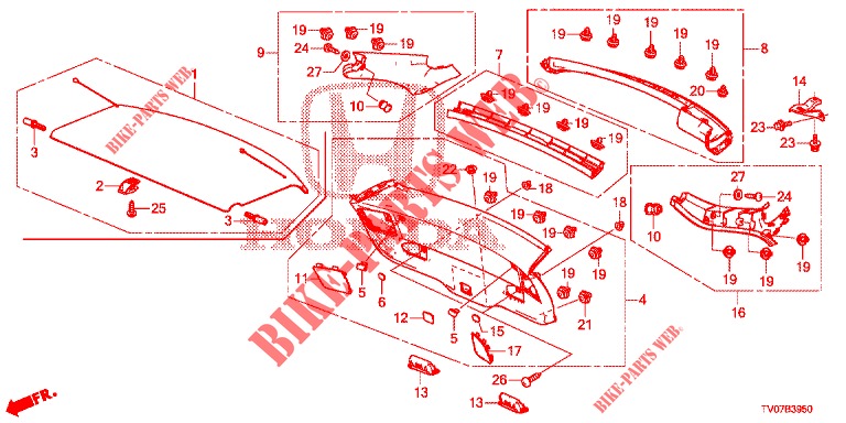 FORRO PORTA TRASEIRA/ FORRO PAINEL TRASEIRO(2 PORTAS)  para Honda CIVIC DIESEL 1.6 S 5 portas 6 velocidades manuais 2013