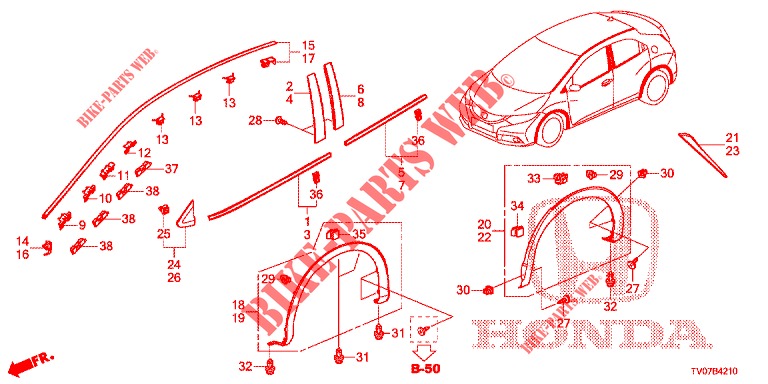 MOLDURA/PROTECTOR  para Honda CIVIC DIESEL 1.6 S 5 portas 6 velocidades manuais 2013