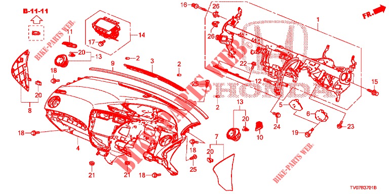 SUPERIOR PAINEL INSTR (RH) para Honda CIVIC DIESEL 1.6 S 5 portas 6 velocidades manuais 2013