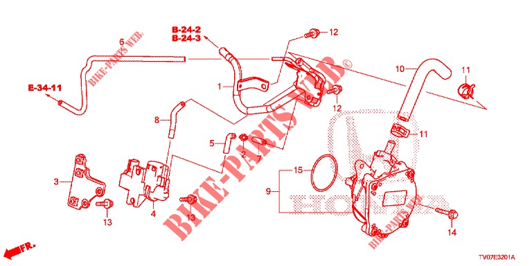 TUBO METALICO INSTALACAO/BOMBA DE VACUO (DIESEL) (1.6L) para Honda CIVIC DIESEL 1.6 S 5 portas 6 velocidades manuais 2013