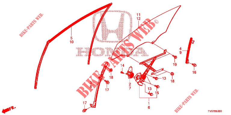VIDROS PORTAS FRENTE/REGULADOR  para Honda CIVIC DIESEL 1.6 S 5 portas 6 velocidades manuais 2013