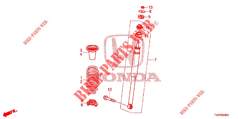 AMORTECEDOR TRASEIRO  para Honda CIVIC 1.8 ES 5 portas 6 velocidades manuais 2013