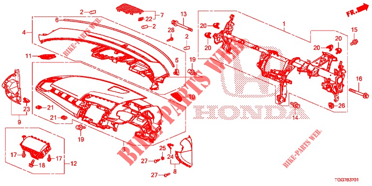 SUPERIOR PAINEL INSTR (RH) para Honda CIVIC 1.5 PRESTIGE 5 portas 6 velocidades manuais 2017