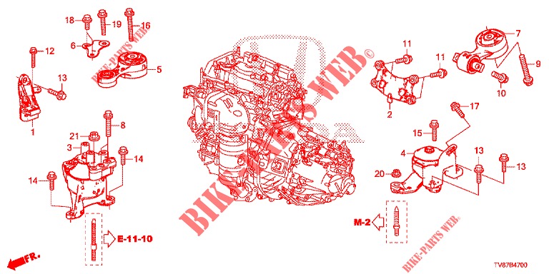 APOIOS MOTOR  para Honda CIVIC TYPE R 5 portas 6 velocidades manuais 2016