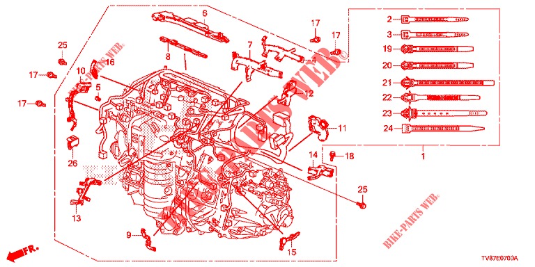 CABLAGEM(1)  para Honda CIVIC TYPE R 5 portas 6 velocidades manuais 2016